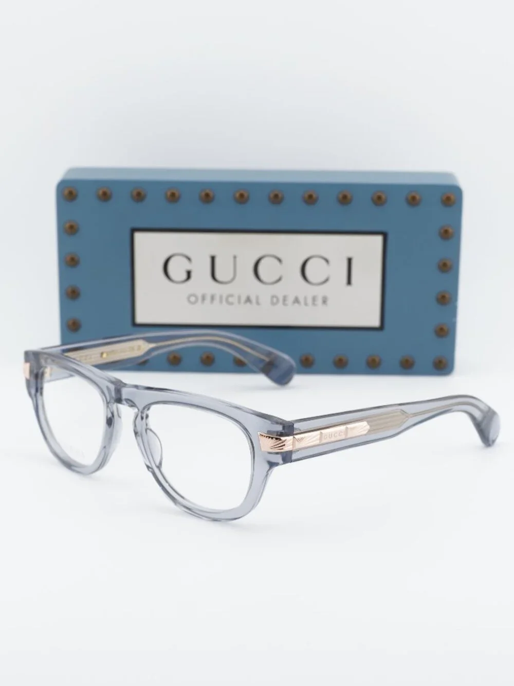 Gucci GG1519O 003 Oval Eyeglasses - Shiny Transparent Grey 51mm